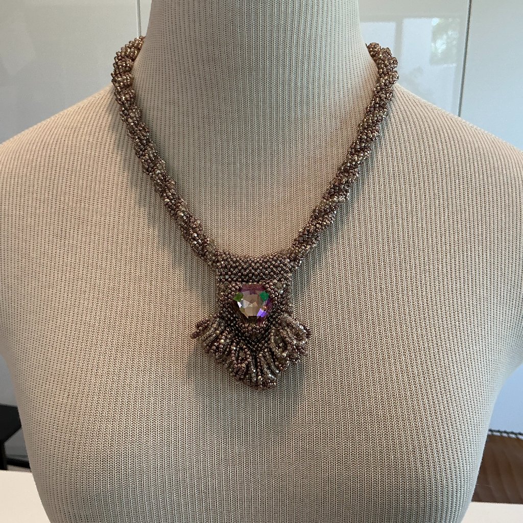 Lulii Blu, Swarovski Crystal Pendant With Spiral Woven Necklace. 21" Long.